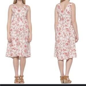 Cynthia Rowley linen Pink Floral Midi Skirt